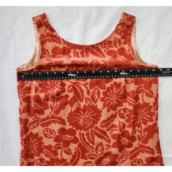 Magid Bernard Peach Silk 2-Pc Velvet Burnout Floral Vintage Chic Loungewear Sz S - Picture 9 of 16